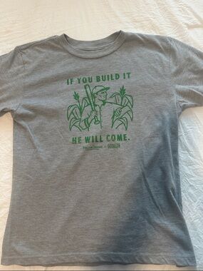 Baseballism Gray Field of Dreams Graphic Tee w/ Green Cornfield Print Youth Med